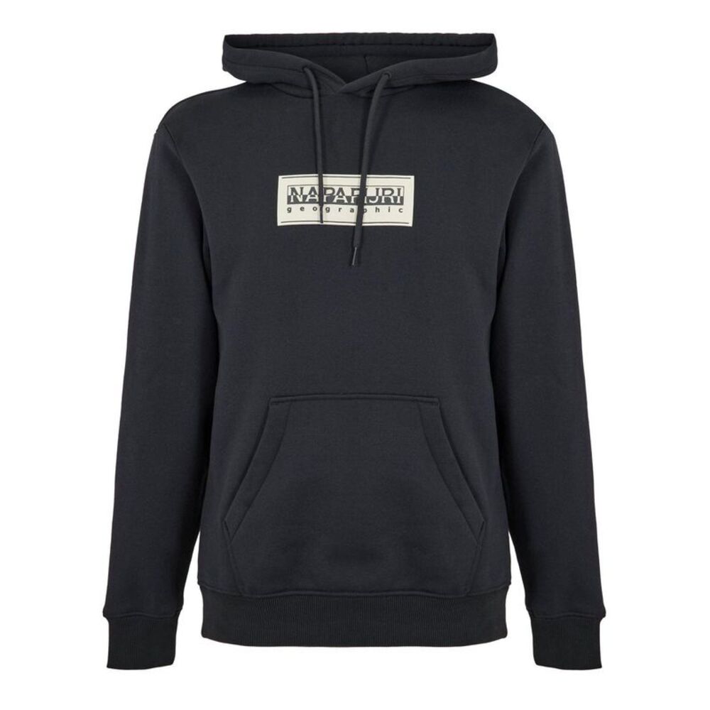 Napapijri Mens Box Logo Cotton Loose Fit Hoodie / Blue